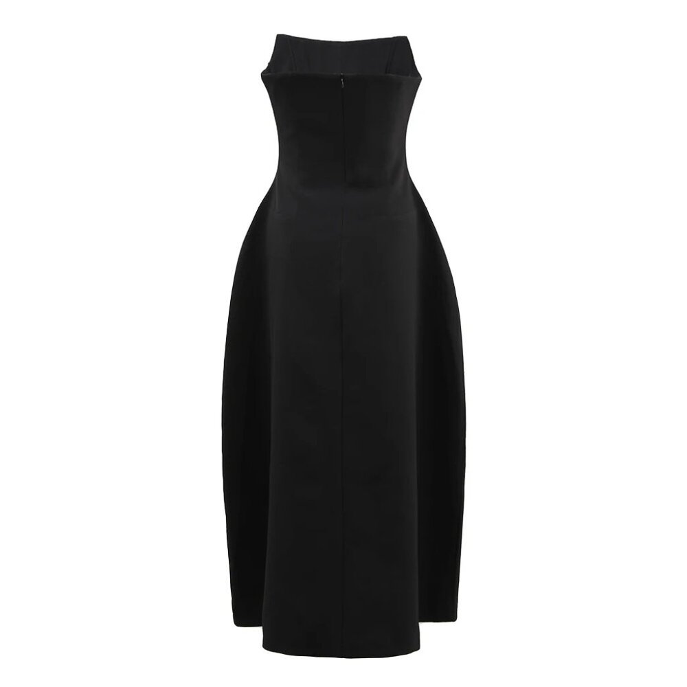 Stunning Embellished Crystal Bodice Midi Dress/Black Gown - Picture 5 of 6